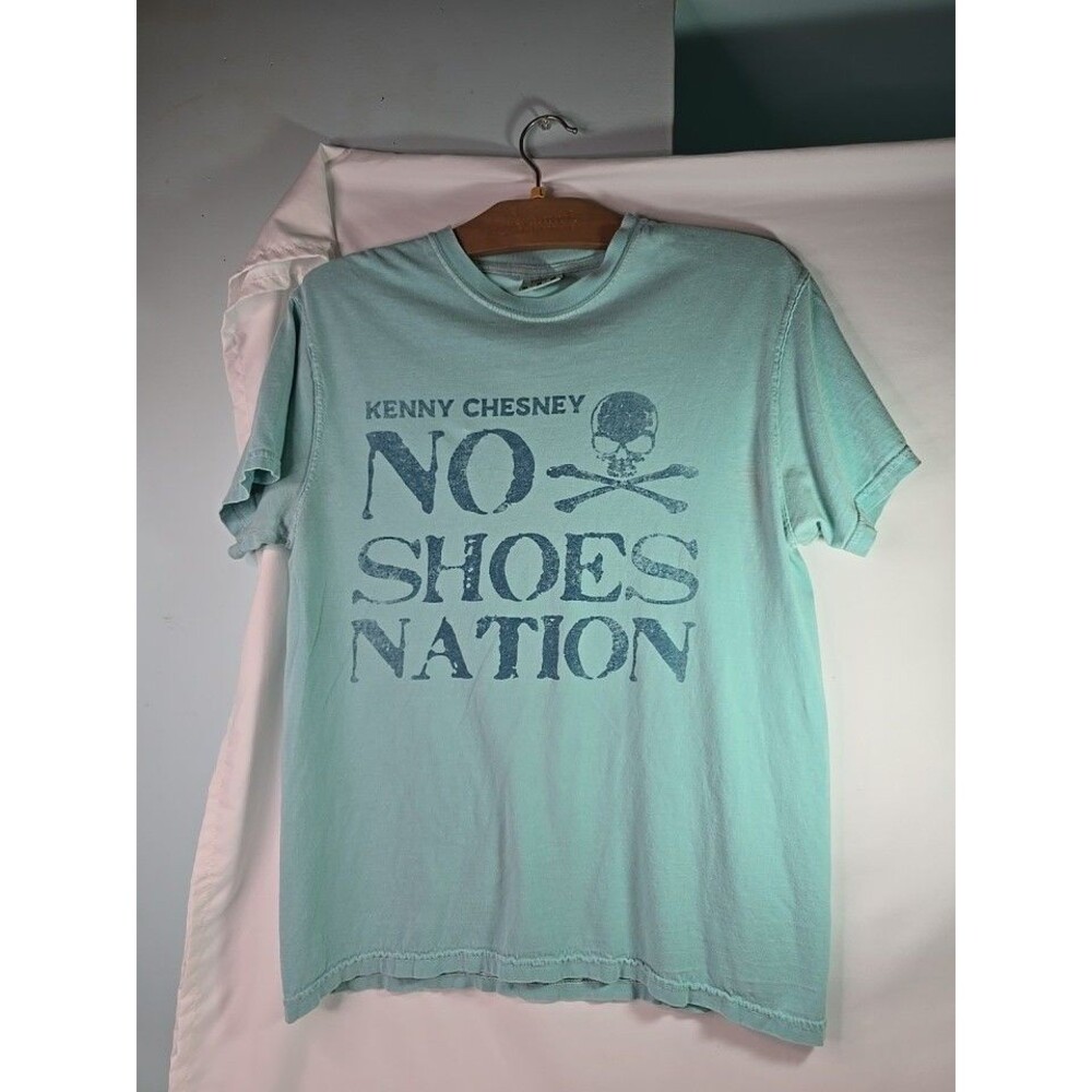 Kenny Chesney T Shirt Mens M No Shoes Nation Concert Tour Blue Aqua Double Sided